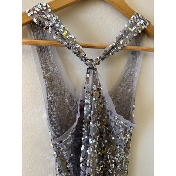 Sequin Mesh Cross Back Sleeveless silver XS Swiftie Reputation Indie Sleaze Y2K - Picture 9 of 11